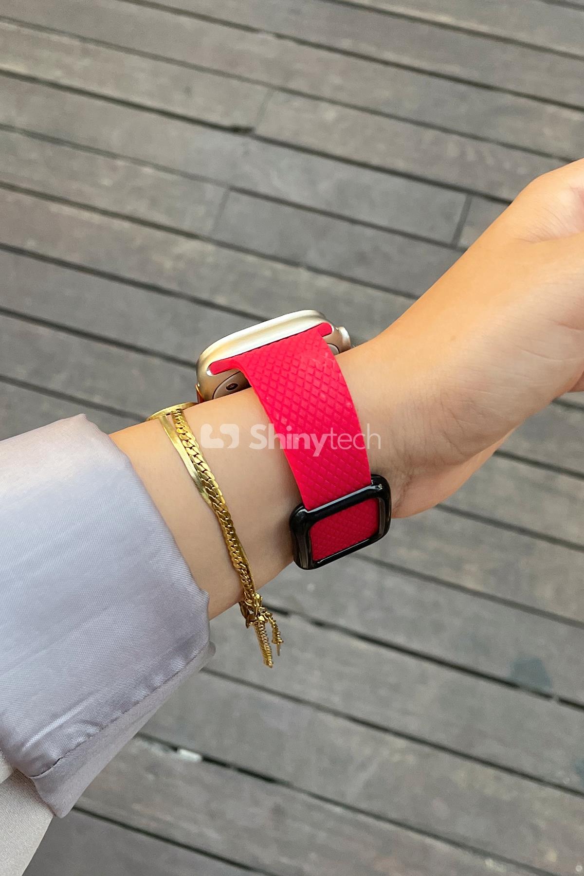 Apple Watch Uyumlu Modern Tokalı Kordon Kızıl Kırmızı