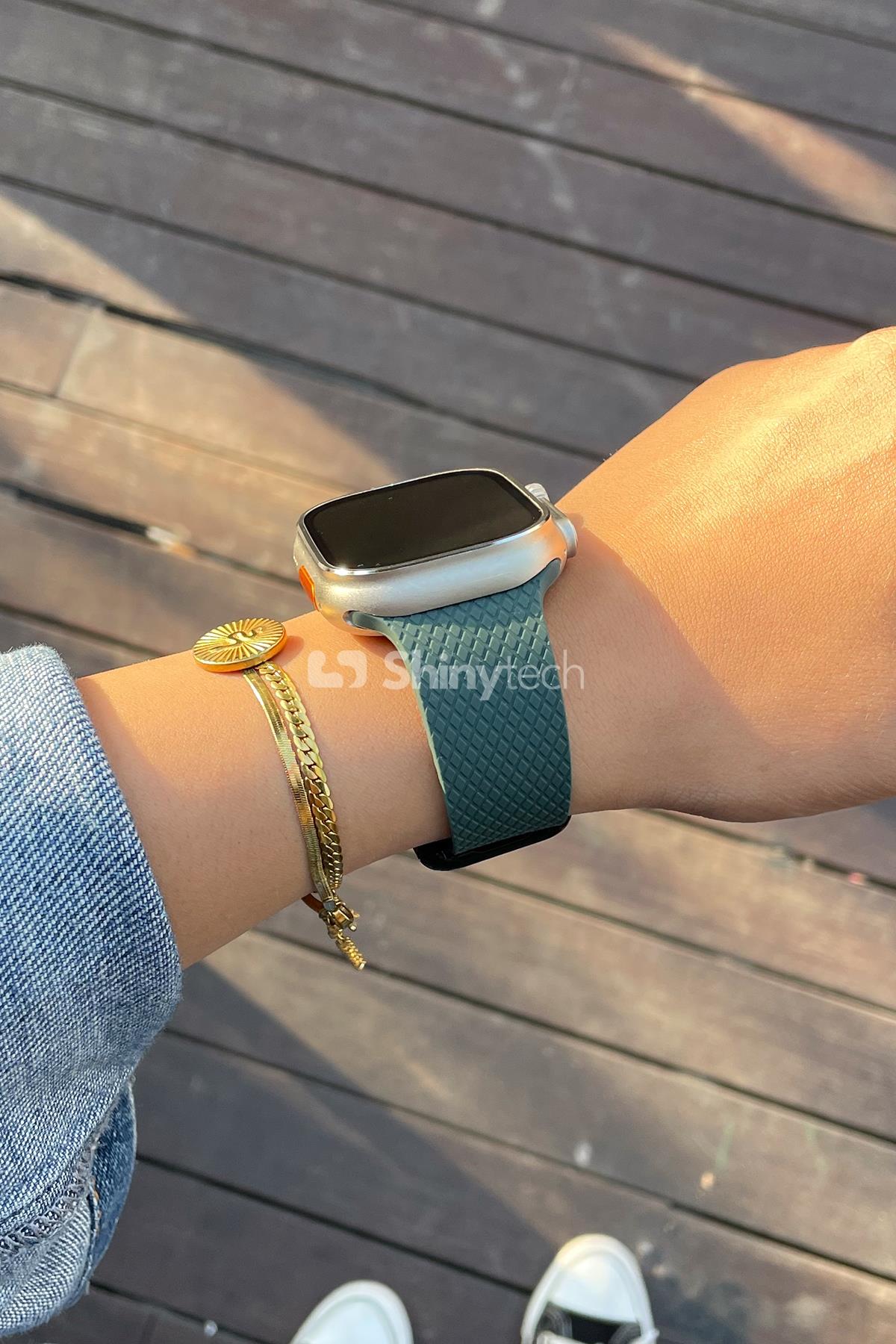 Apple Watch Uyumlu Modern Tokalı Kordon Zeytin Yeşili