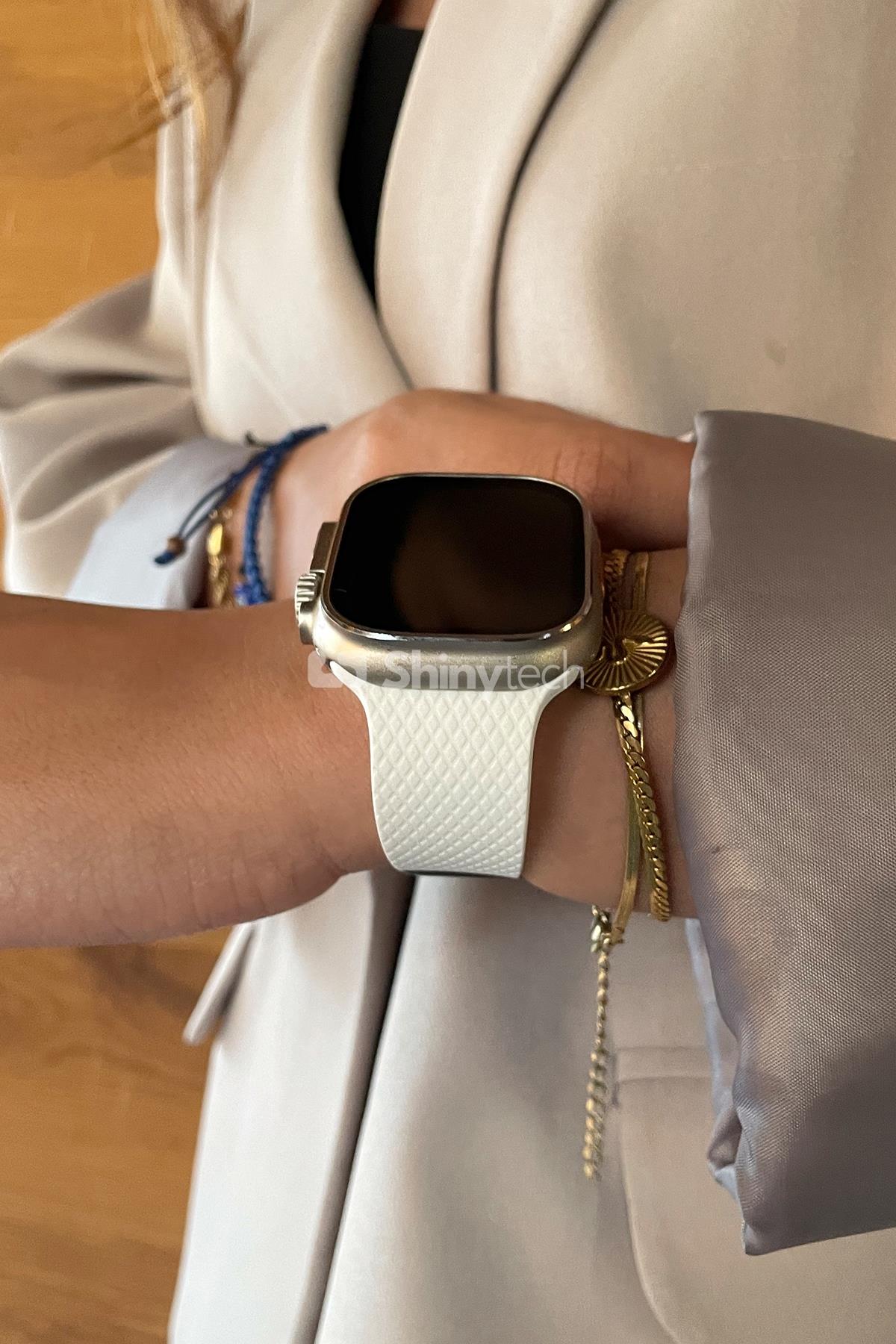 Apple Watch Uyumlu Modern Tokalı Kordon Beyaz