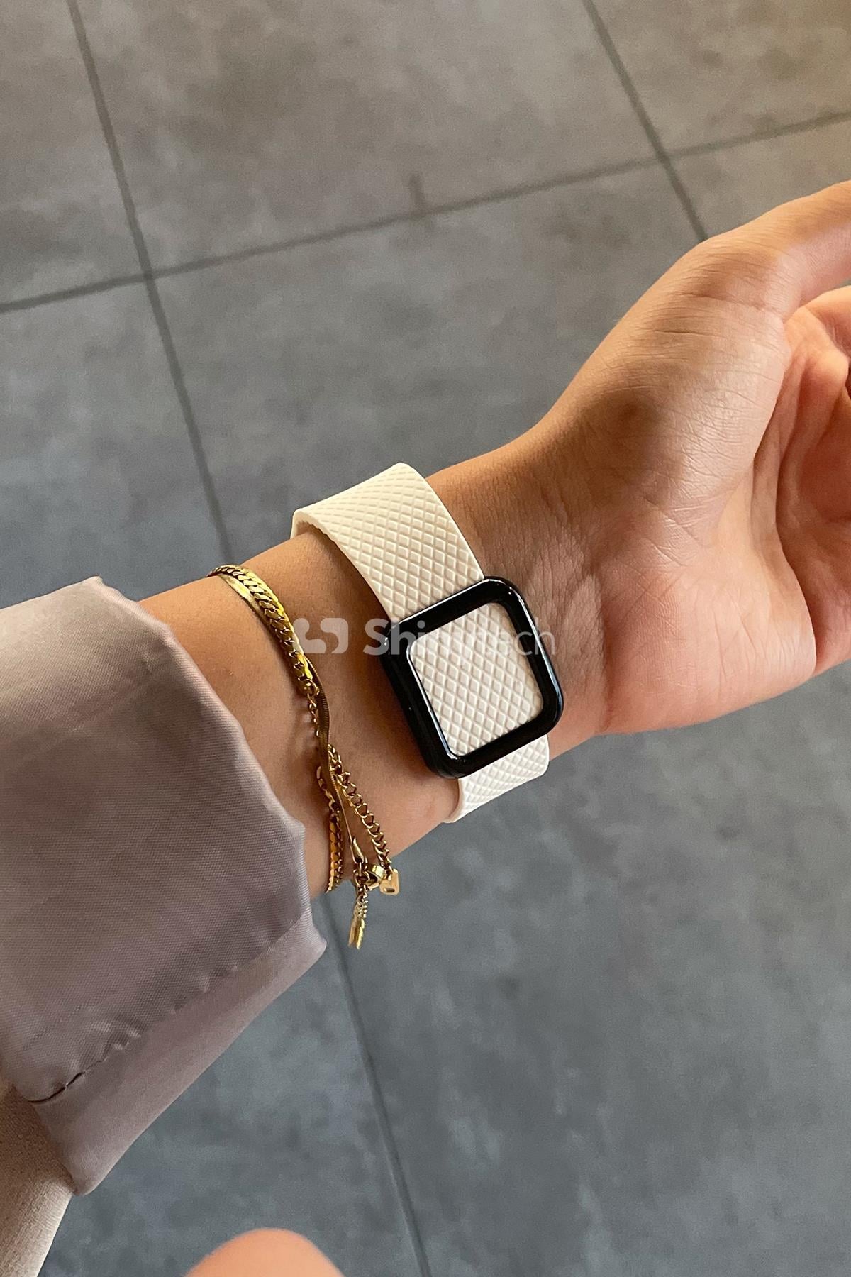 Apple Watch Uyumlu Modern Tokalı Kordon Beyaz