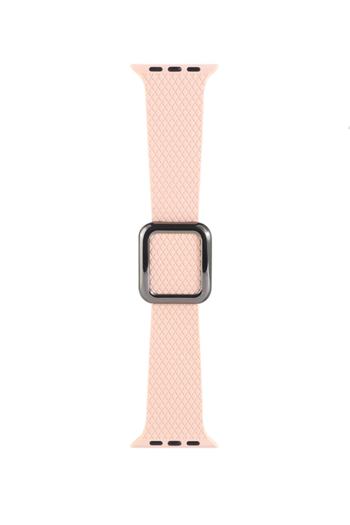 Apple Watch Uyumlu Modern Tokalı Kordon Kum Pembesi