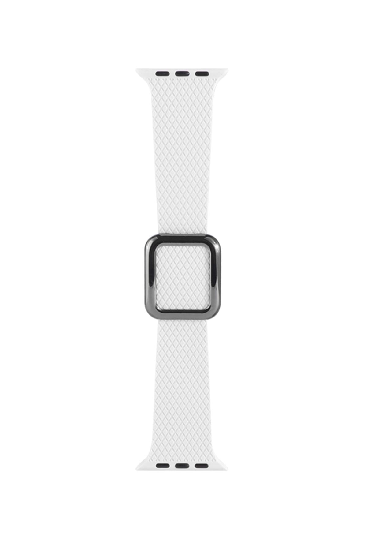 Apple Watch Uyumlu Modern Tokalı Kordon Beyaz