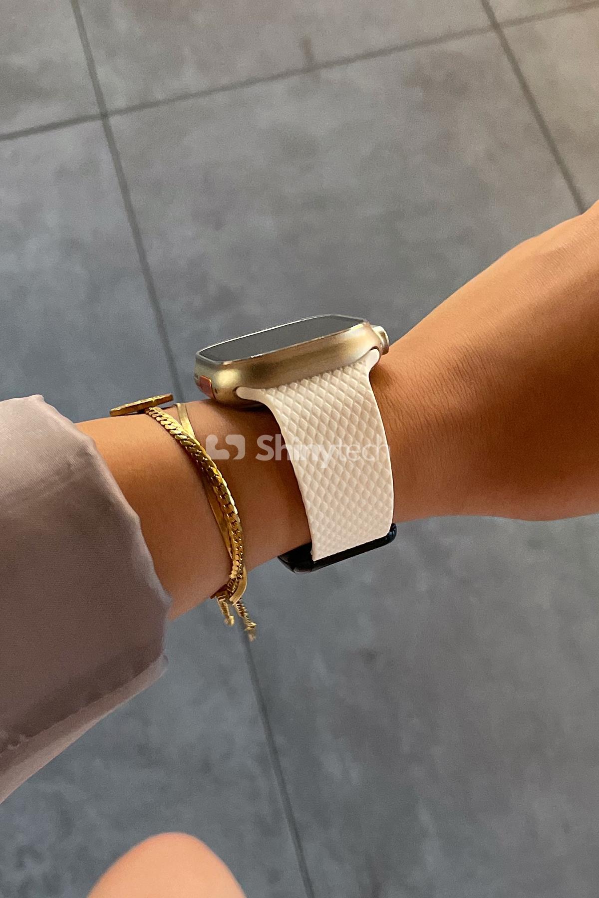 Apple Watch Uyumlu Modern Tokalı Kordon Beyaz