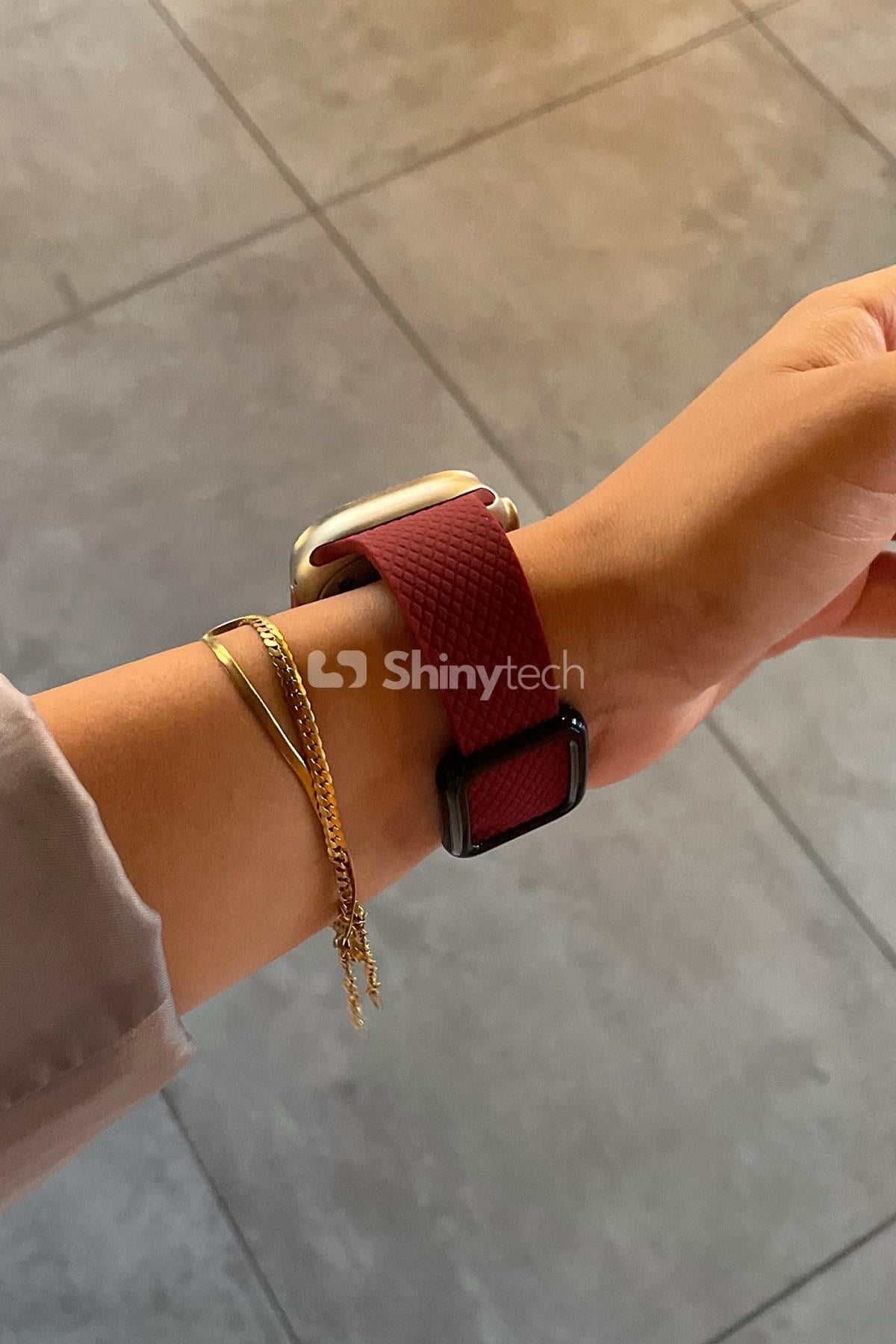 Apple Watch Uyumlu Modern Tokalı Kordon Bordo