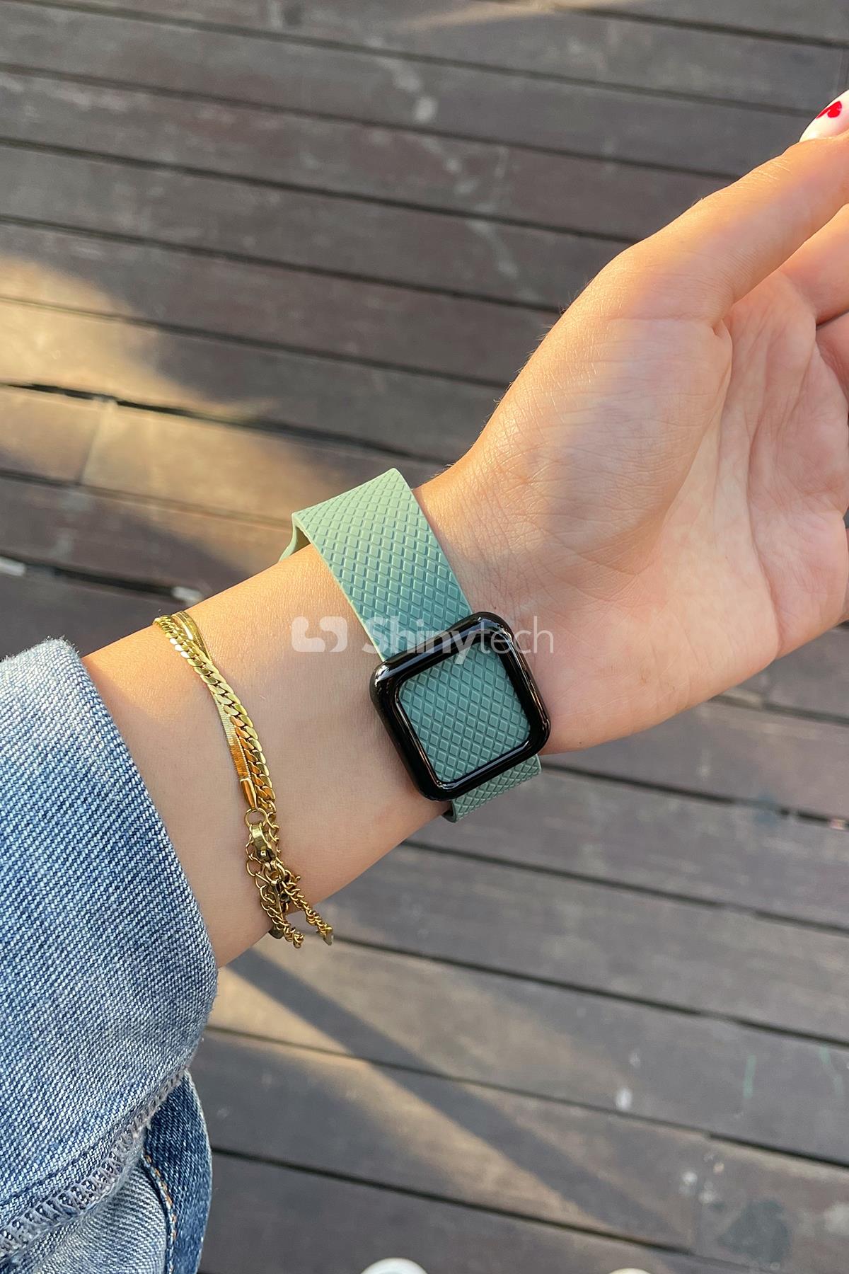 Apple Watch Uyumlu Modern Tokalı Kordon Çam Yeşili