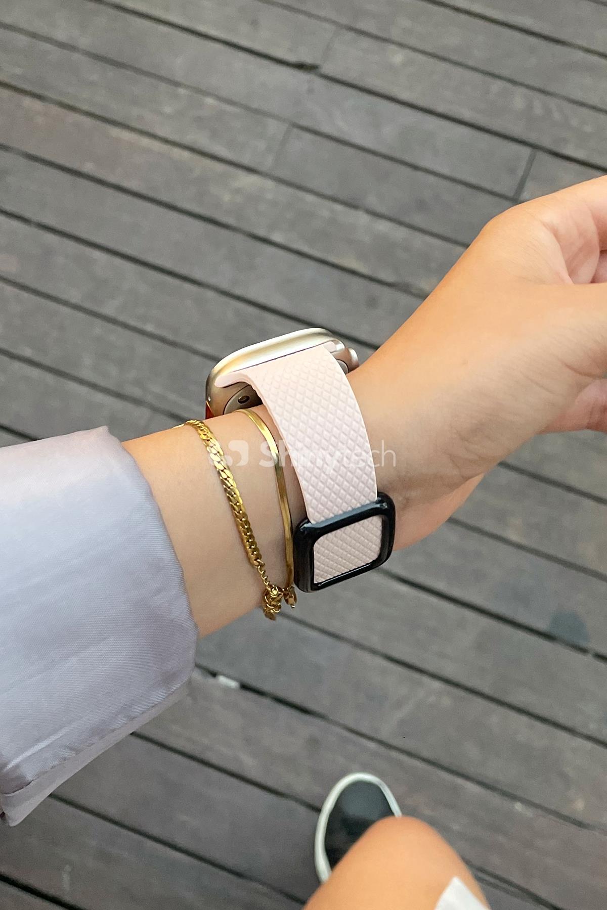 Apple Watch Uyumlu Modern Tokalı Kordon Kum Pembesi