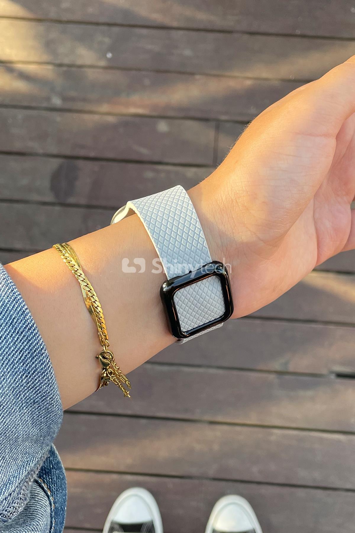 Apple Watch Uyumlu Modern Tokalı Kordon Açık Gri