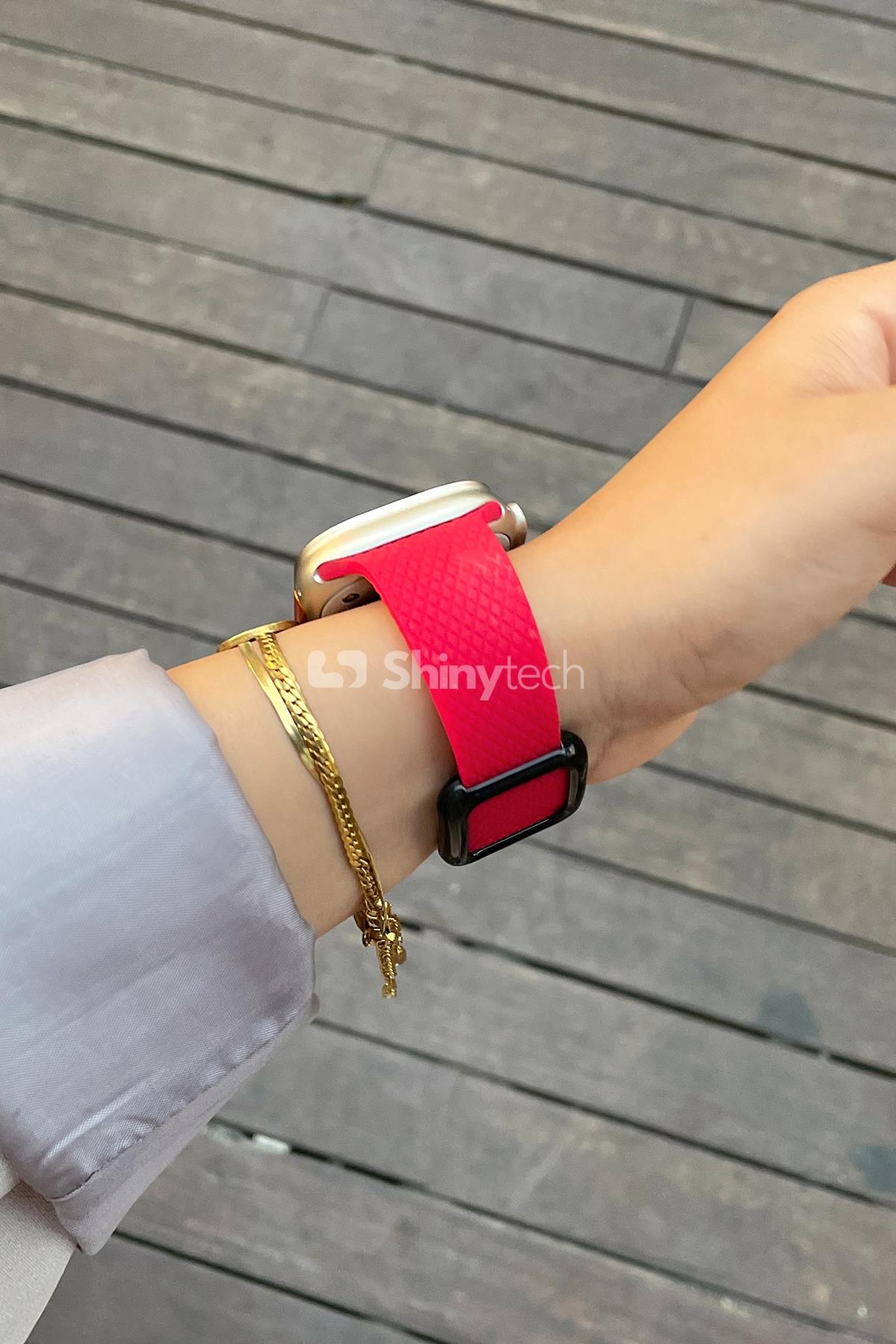 Apple Watch Uyumlu Modern Tokalı Kordon Kızıl Kırmızı