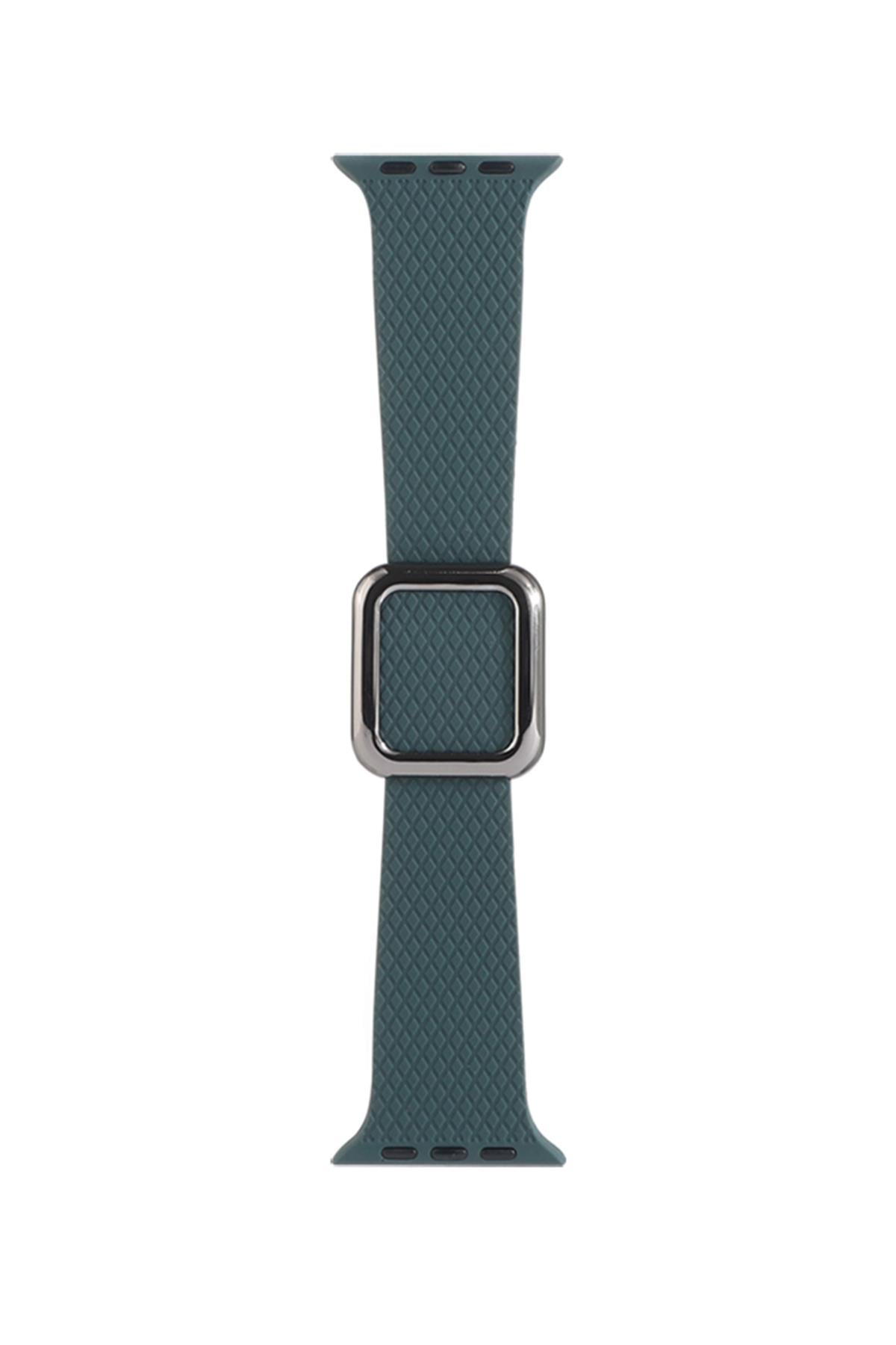 Apple Watch Uyumlu Modern Tokalı Kordon Zeytin Yeşili