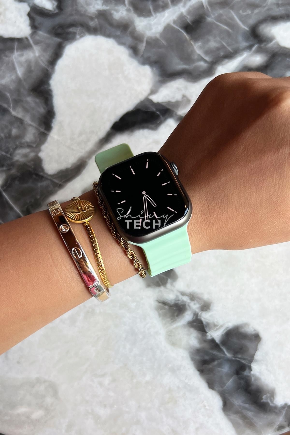 Apple Watch Uyumlu Ocean Loop Kordon Açık Yeşil