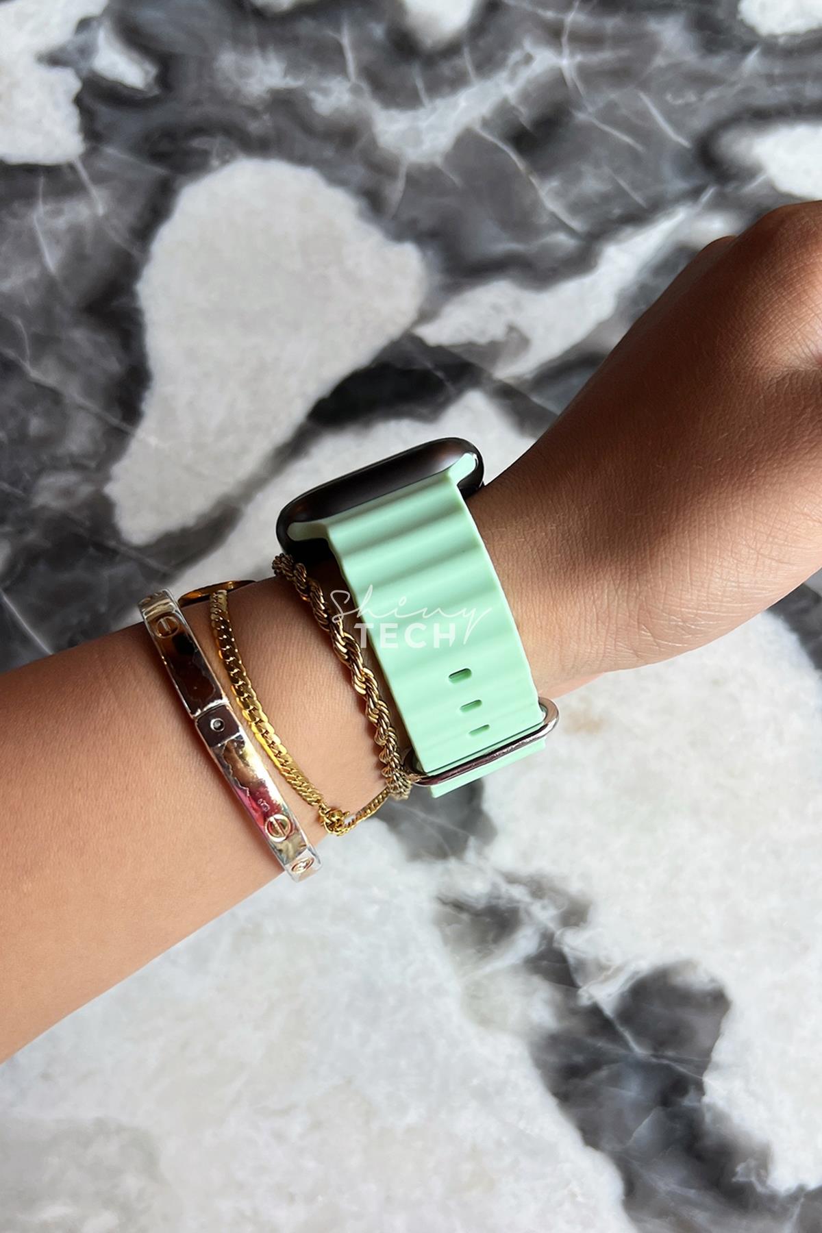 Apple Watch Uyumlu Ocean Loop Kordon Açık Yeşil