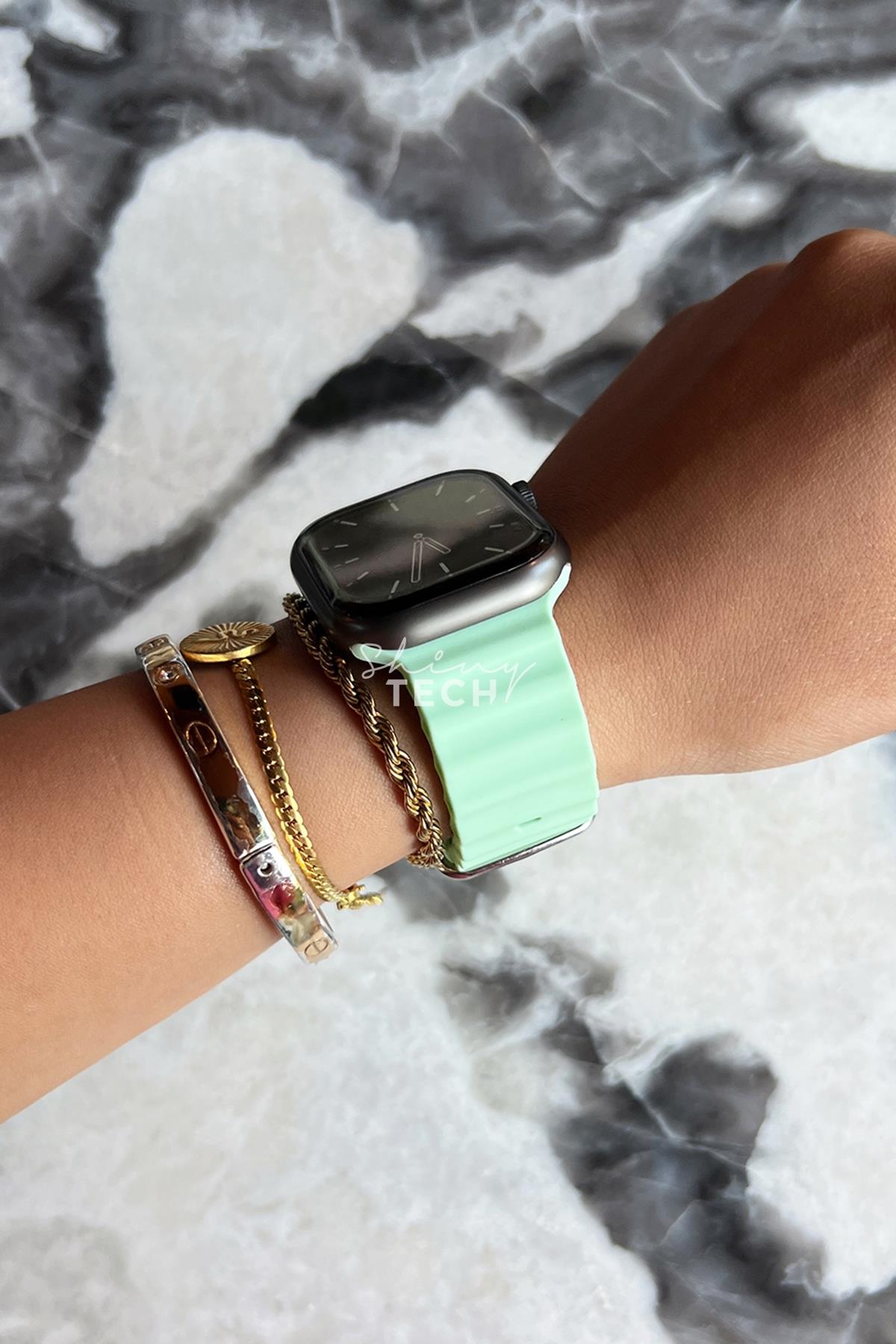 Apple Watch Uyumlu Ocean Loop Kordon Açık Yeşil