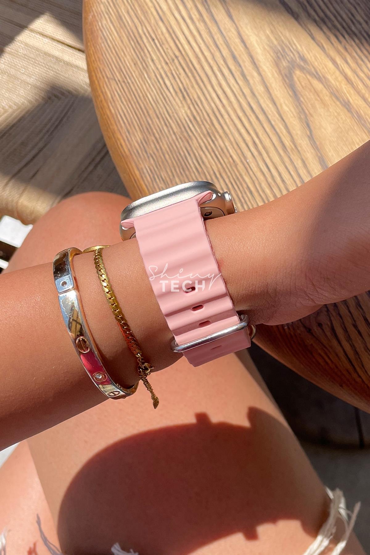 Apple Watch Uyumlu Ocean Loop Kordon Pembe