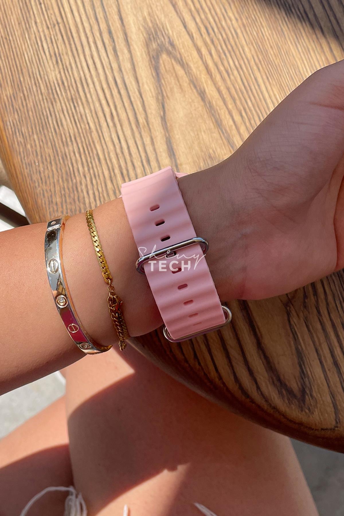 Apple Watch Uyumlu Ocean Loop Kordon Pembe