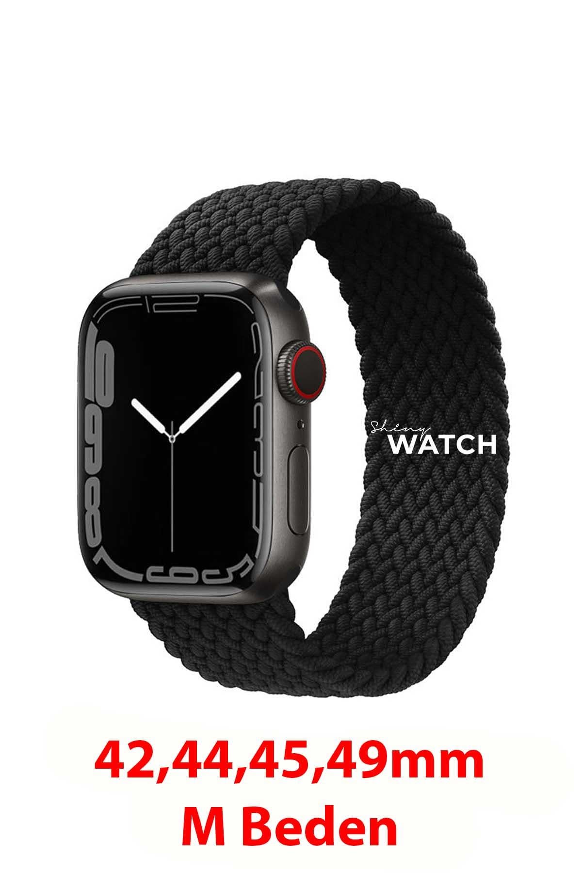 Apple Watch Uyumlu Örgü Loop Kordon Siyah