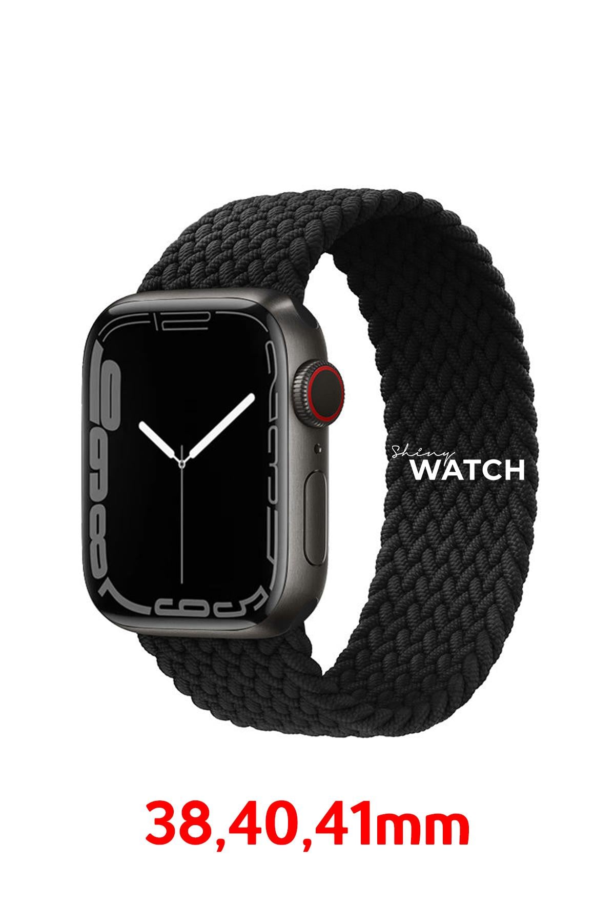 Apple Watch Uyumlu Örgü Loop Kordon Siyah