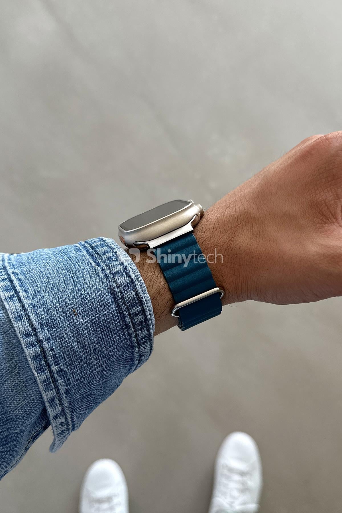 Apple Watch Uyumlu Premium Deri Loop Camgöbeği Mavisi
