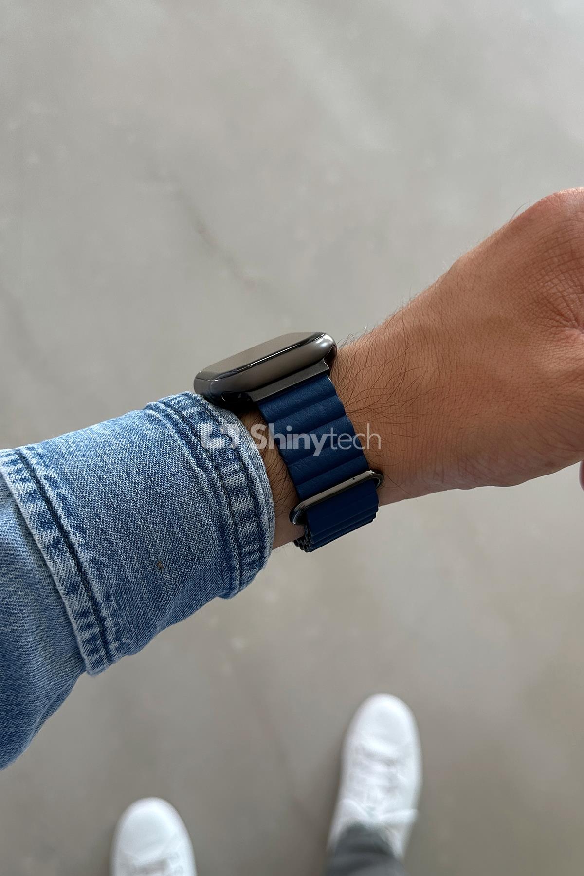 Apple Watch Uyumlu Premium Deri Loop Gece Mavisi