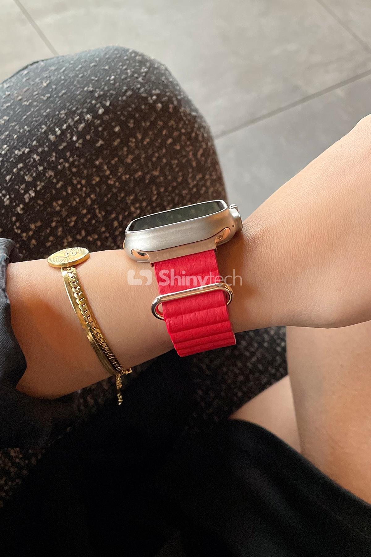 Apple Watch Uyumlu Premium Deri Loop Kırmızı