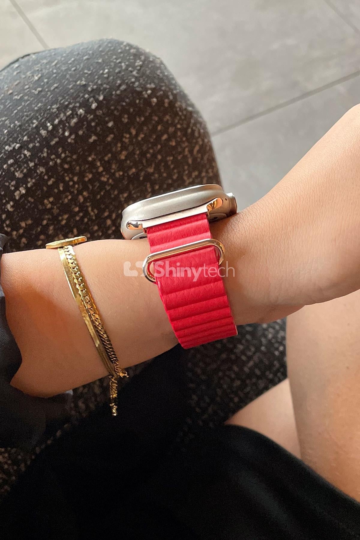 Apple Watch Uyumlu Premium Deri Loop Kırmızı