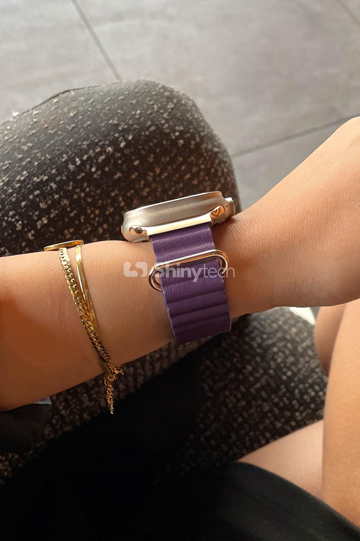 Apple Watch Uyumlu Premium Deri Loop Mor