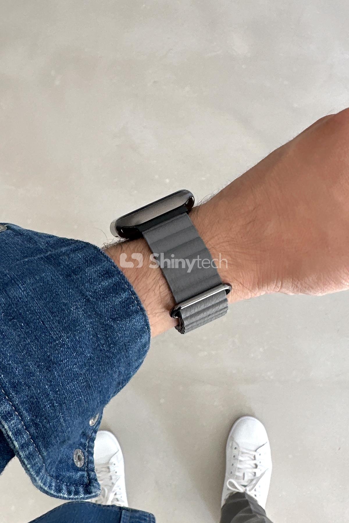 Apple Watch Uyumlu Premium Deri Loop Uzay Grisi