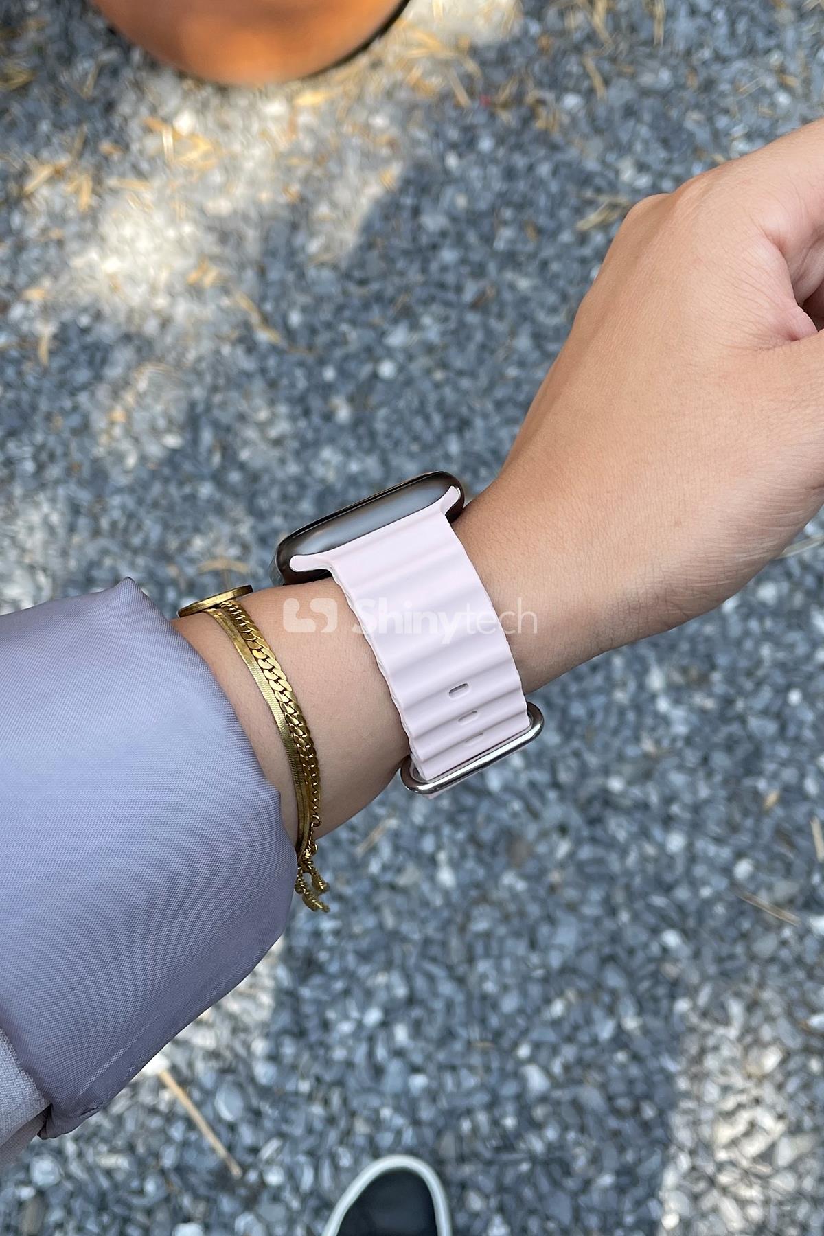 Apple Watch Uyumlu Renkli Ocean Loop Kordon Süt Çayı/Bej