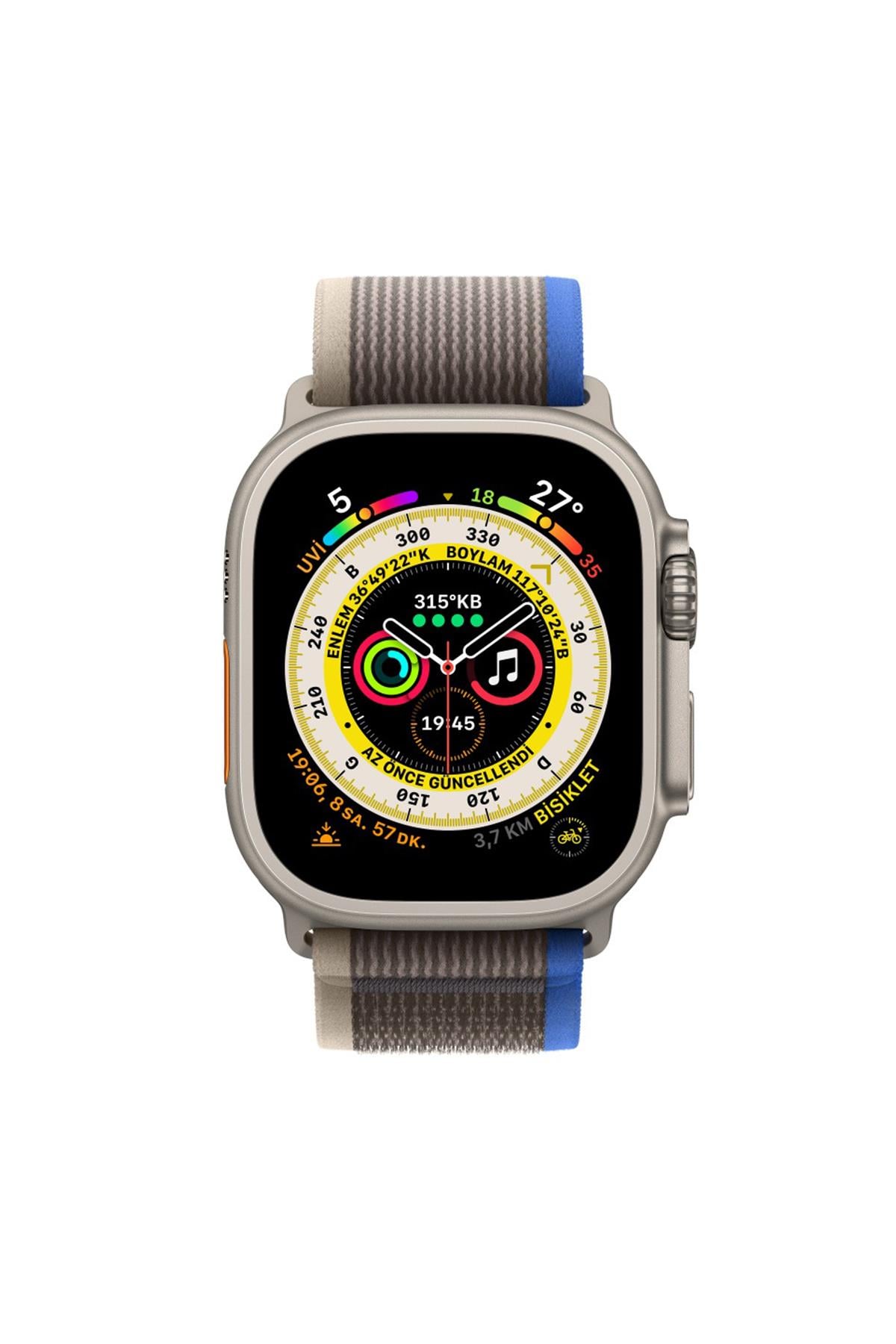 Apple Watch Uyumlu Trail Loop Kordon Mavi/Gri