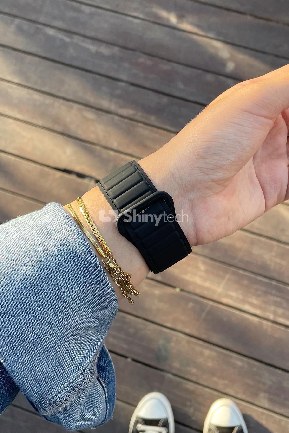 Apple Watch Uyumlu Ultra Manyetik Silikon Kordon Siyah