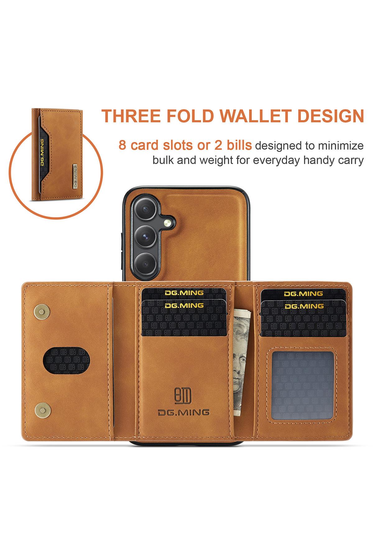 Samsung Uyumlu Ayrılabilen Cüzdanlı Deri Telefon Kılıfı Taba