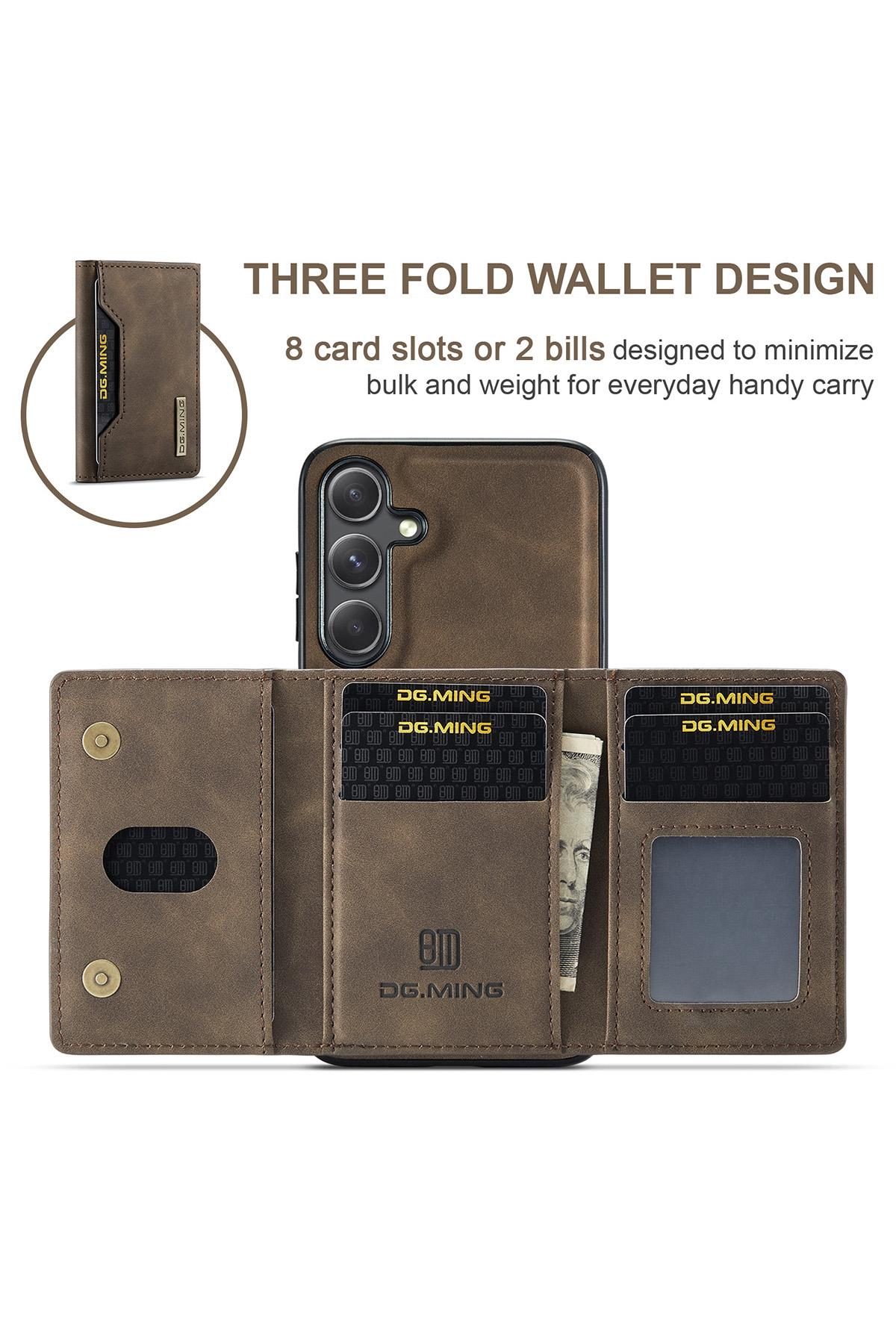 Samsung Uyumlu Ayrılabilen Cüzdanlı Deri Telefon Kılıfı Koyu Kahverengi