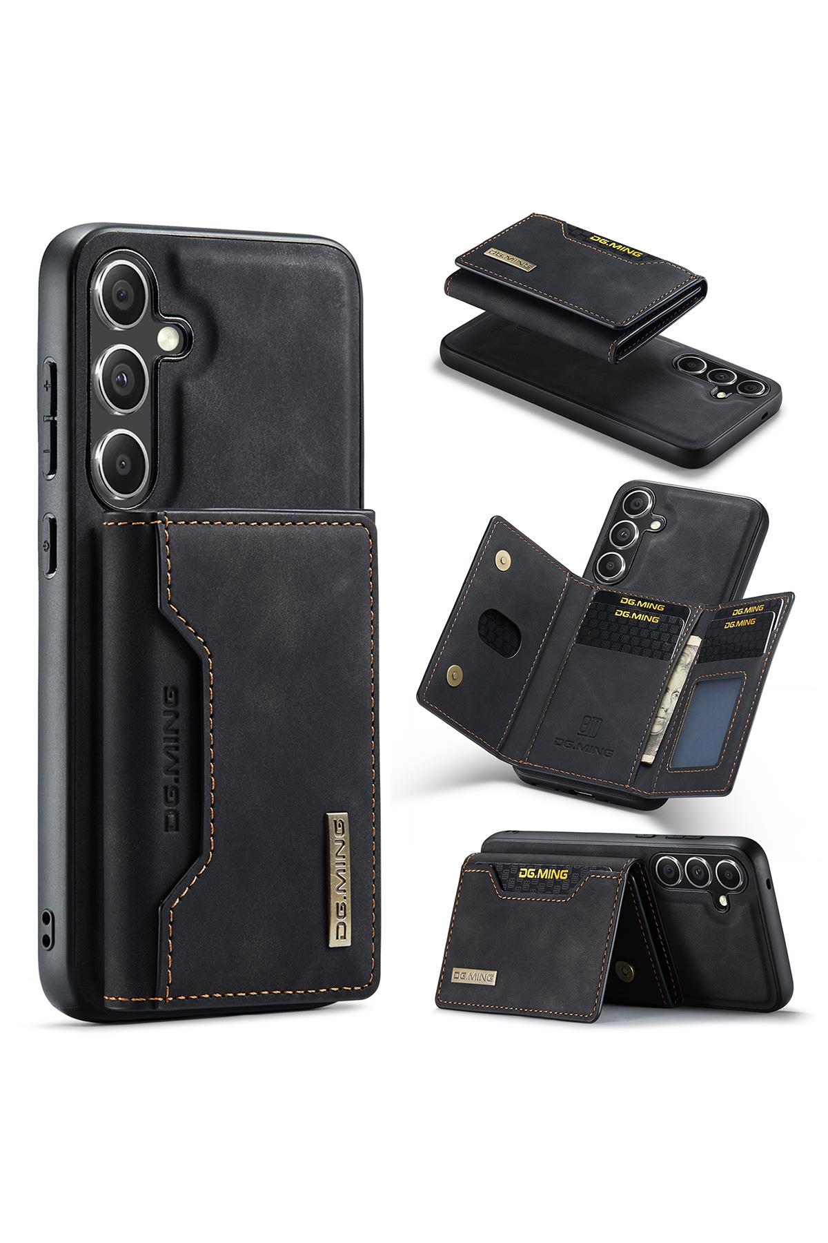 Samsung Uyumlu Ayrılabilen Cüzdanlı Deri Telefon Kılıfı Siyah