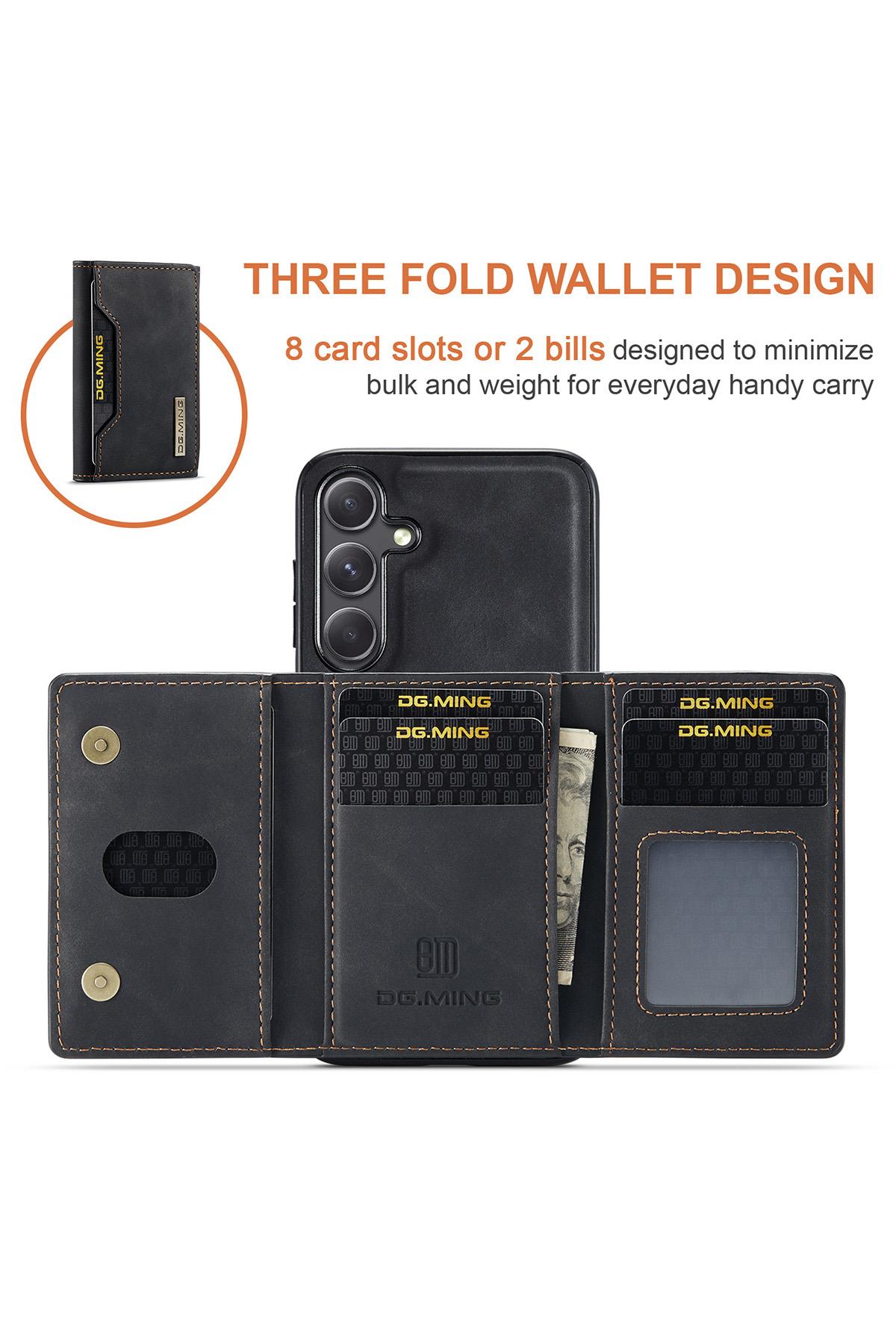 Samsung Uyumlu Ayrılabilen Cüzdanlı Deri Telefon Kılıfı Siyah