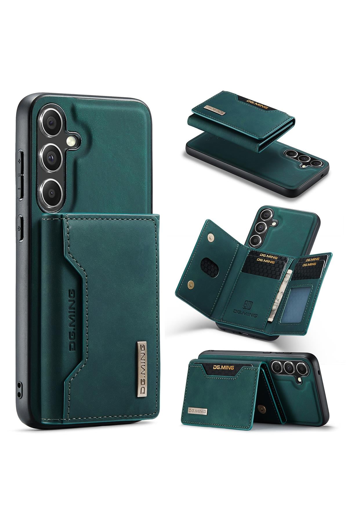 Samsung Uyumlu Ayrılabilen Cüzdanlı Deri Telefon Kılıfı Yeşil