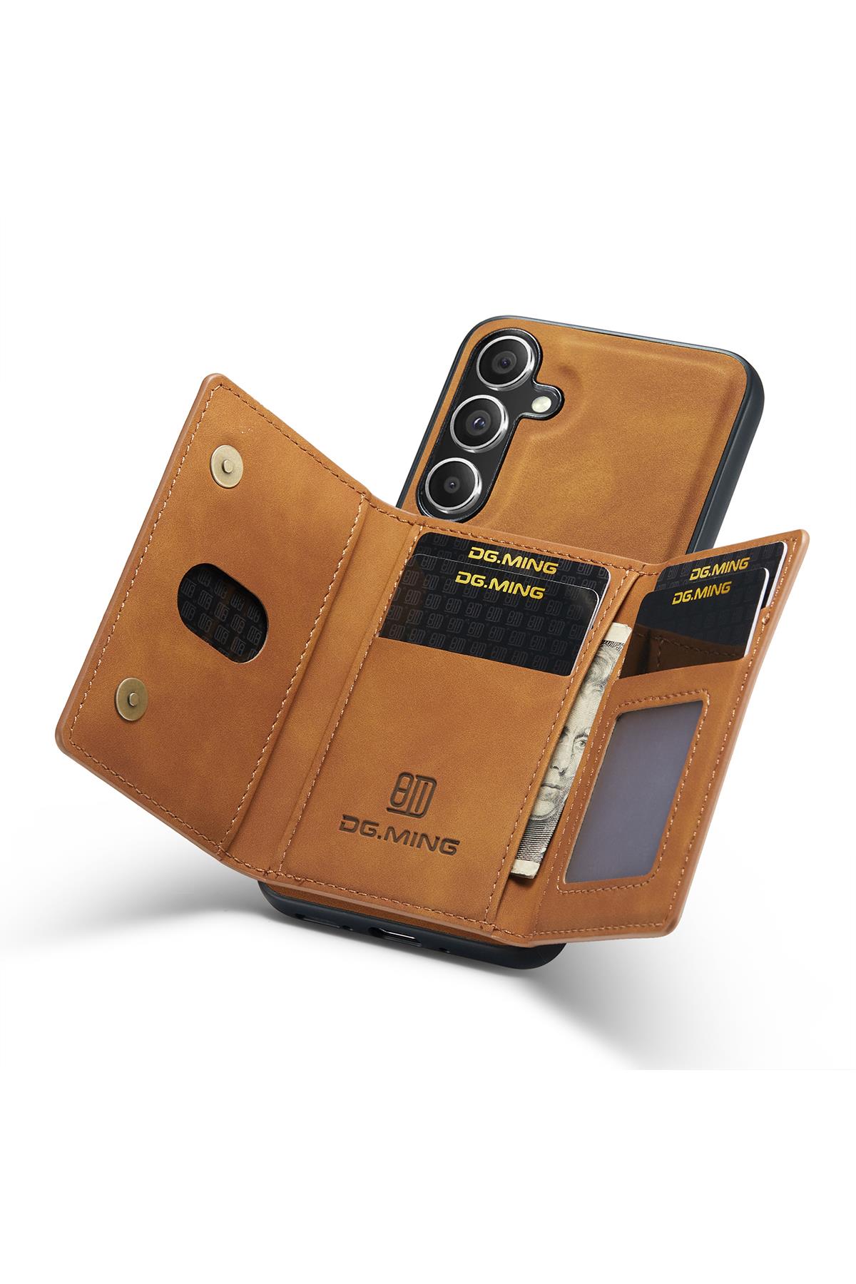 Samsung Uyumlu Ayrılabilen Cüzdanlı Deri Telefon Kılıfı Taba