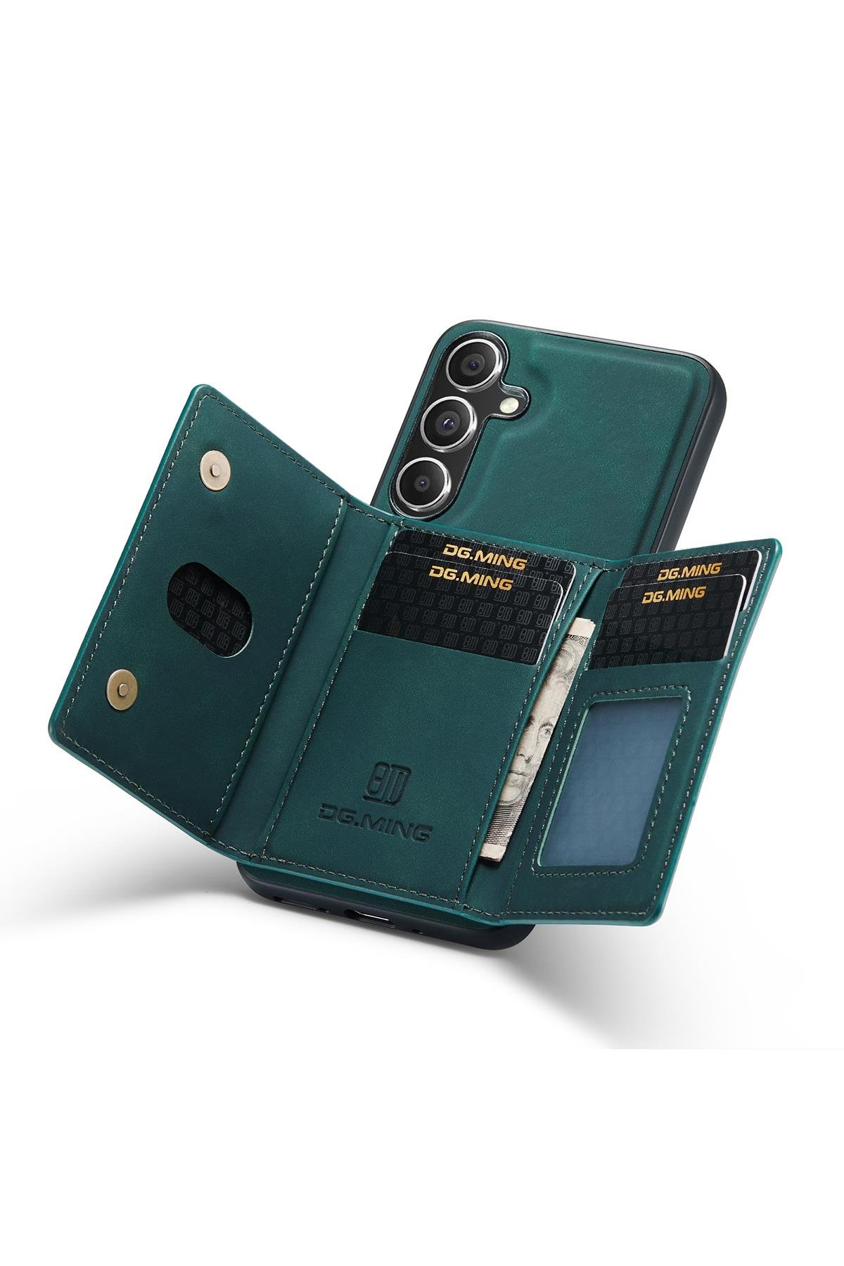 Samsung Uyumlu Ayrılabilen Cüzdanlı Deri Telefon Kılıfı Yeşil