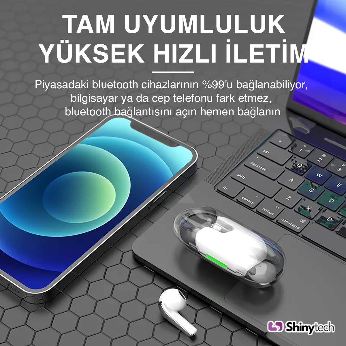 Shinytech ST69 TWS Kablosuz Bluetooth Kulaklık Beyaz