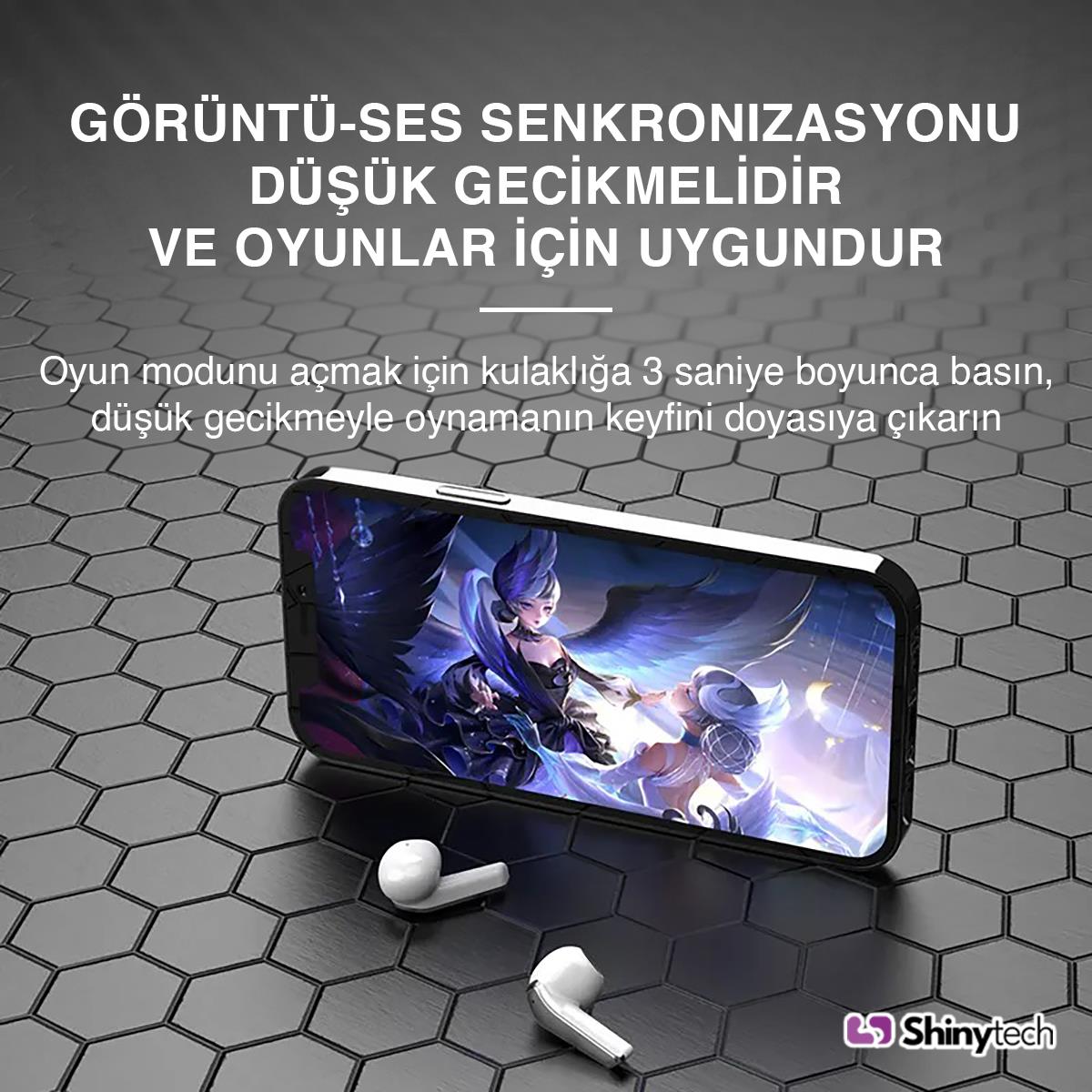Shinytech ST69 TWS Kablosuz Bluetooth Kulaklık Beyaz