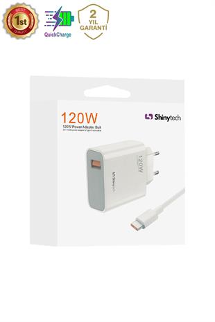 120Watt Hızlı Şarj Aleti Type-C Kablo ve Adaptör Şarj Seti Beyaz