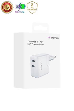 35W Çift Çıkışlı Şarj Adaptörü 35W Şarj Aleti Beyaz