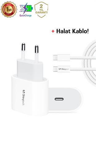Apple iPhone 15 16 Serisi 35W Ultra Hızlı Şarj Seti USB-C + Örgü Kablo