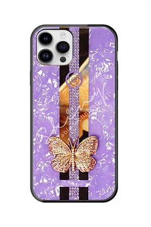 Apple iPhone Uyumlu 3d Kelebek Objeli Telefon Kılıfı Mor