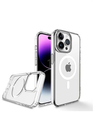 Apple iPhone Uyumlu Animasyonlu MagSafe Şeffaf Slim Sararmayan Kılıf Şeffaf