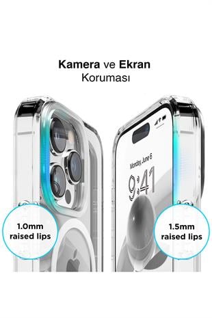 Apple iPhone Uyumlu Animasyonlu MagSafe Şeffaf Slim Sararmayan Kılıf Şeffaf