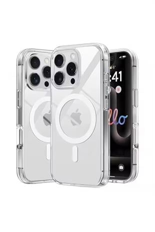 Apple iPhone Uyumlu Animasyonlu MagSafe Şeffaf Slim Sararmayan Kılıf Şeffaf