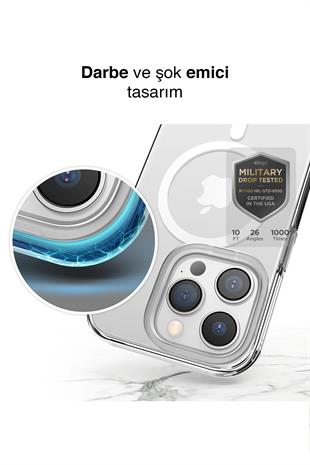 Apple iPhone Uyumlu Animasyonlu MagSafe Şeffaf Slim Sararmayan Kılıf Şeffaf