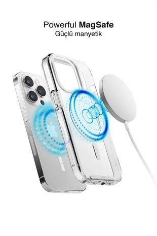 Apple iPhone Uyumlu Animasyonlu MagSafe Şeffaf Slim Sararmayan Kılıf Şeffaf