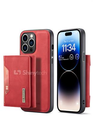 Apple iPhone Uyumlu Ayrılabilen Cüzdanlı Deri Telefon Kılıfı Kırmızı
