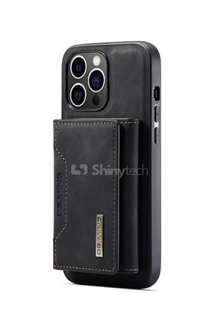 Apple iPhone Uyumlu Ayrılabilen Cüzdanlı Deri Telefon Kılıfı Siyah