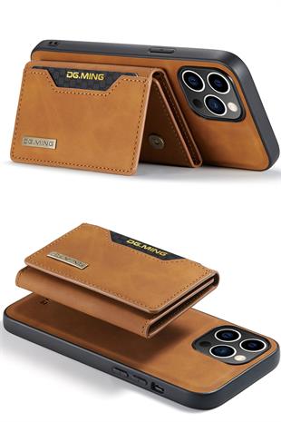 Apple iPhone Uyumlu Ayrılabilen Cüzdanlı Deri Telefon Kılıfı Taba